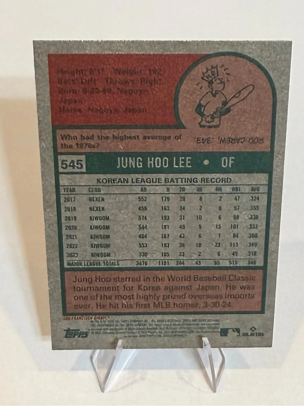 2024 Topps Heritage high number # 545 Jung Hoo Lee Baseball Card -RC - Picture 2 of 2